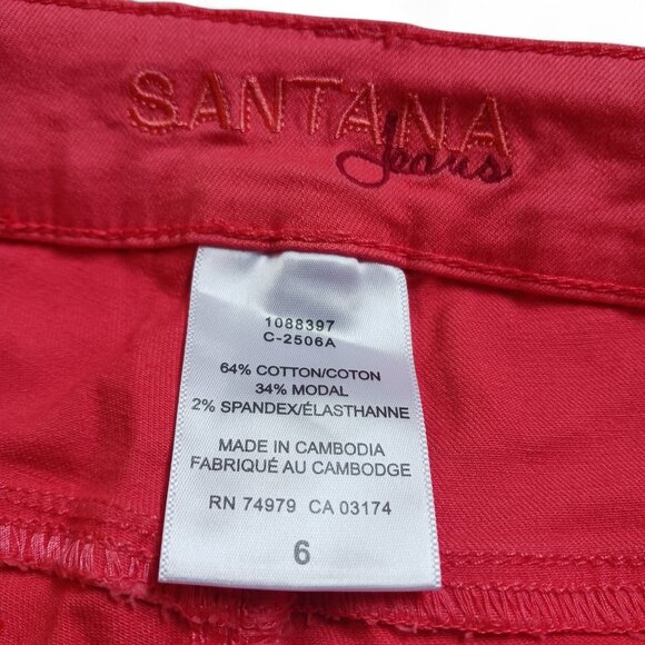 Retro Y2K Santana Jeans Neon Coral Crop Pants | Size 6 | High Rise Stretch Fit - Picture 8 of 10
